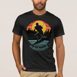 Wakeboard Vatten Ski Sport Retro Orange Sunset T Shirt