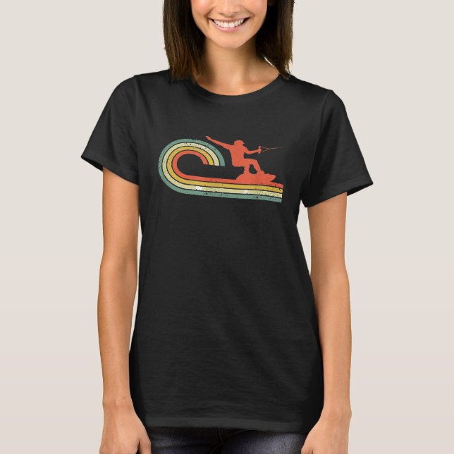Wakeboardåkning Retro våg T Shirt (Framsida)