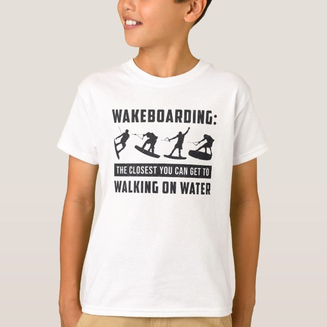 Wakeboarder Wakeboarding Walking on Vatten Wake T Shirt (Framsida)