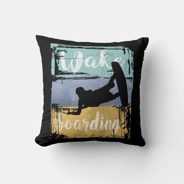 Wakeboarding Retro Wakeboarder Kudde (Framsida)