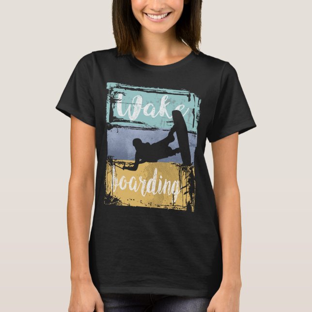 Wakeboarding Retro Wakeboarder T Shirt (Framsida)