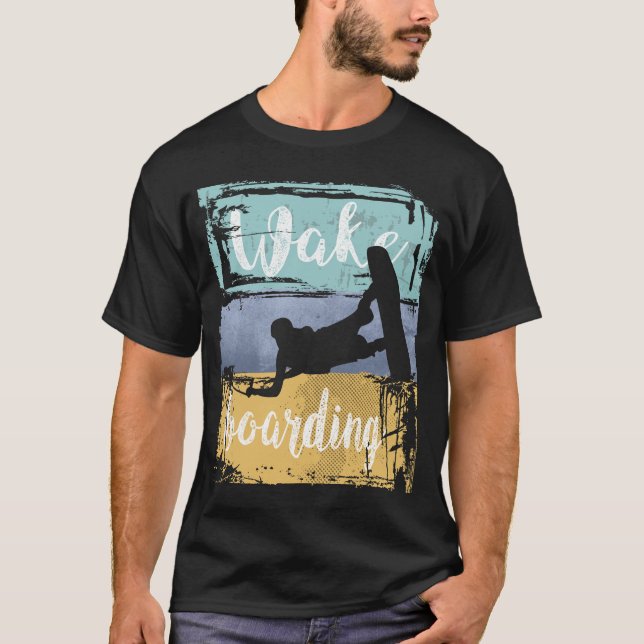 Wakeboarding Retro Wakeboarder T Shirt (Framsida)