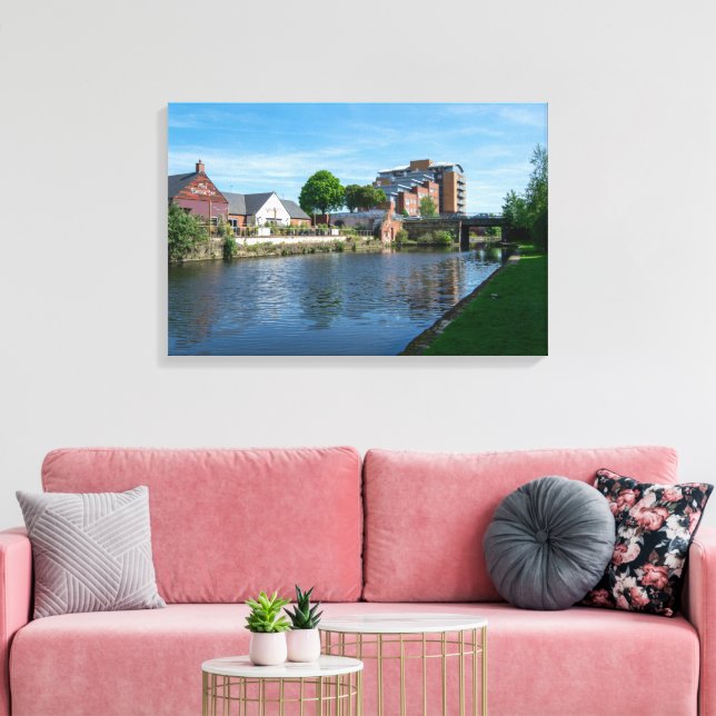 Wakefield Canal Side: Historisk pub och lägenheter Canvastryck (Insitu (Vardagsrum))
