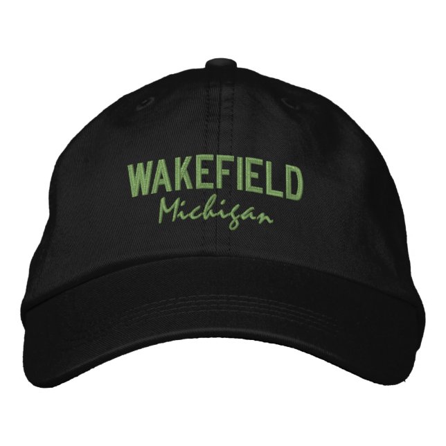Wakefield Michigan Embroized Baseball Hat Broderad Keps (Framsida)