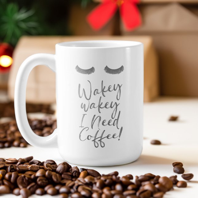 Wakey Wakey, jag behöver kaffe!  och Guld Eyelash Kaffemugg (Wakey Wakey I Need Coffee! Blush & Gold Eyelashes Coffee Mug)