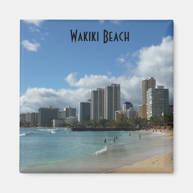 Wakiki Beach Hawaii Photo Magnet Oahu Honolulu (Framsidan)