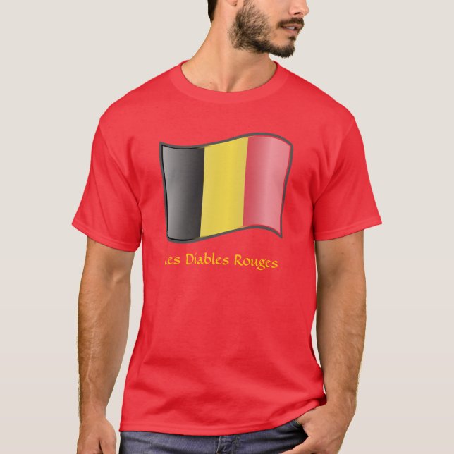 Waking Belgium Flagga Les Diables Rouges T-Shirt (Framsida)