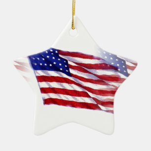 Waking US Flagga Julgransprydnad Keramik