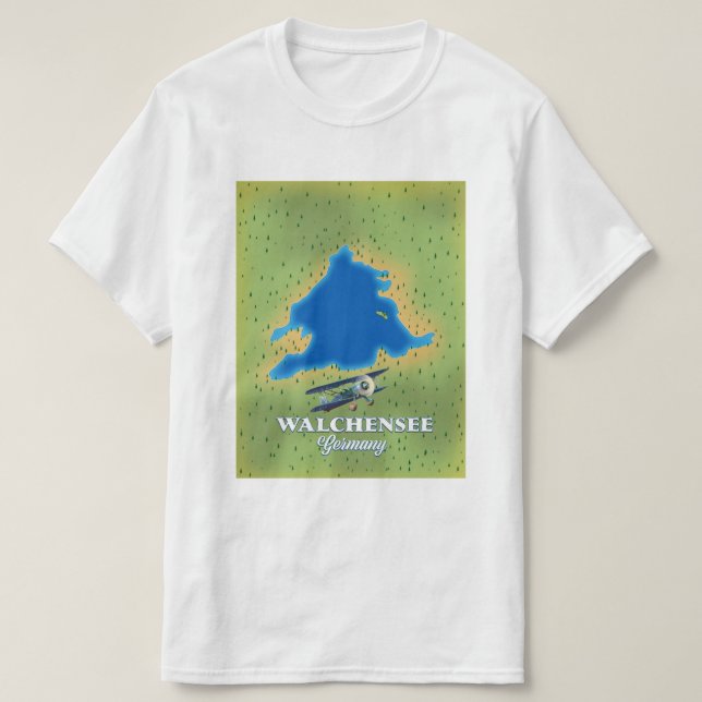 Walchensee sjö Tyskland karta T Shirt (Design framsida)