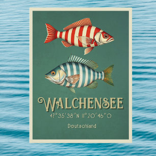 Walchensee Sjö Walchen Tyskland vykort för fisk