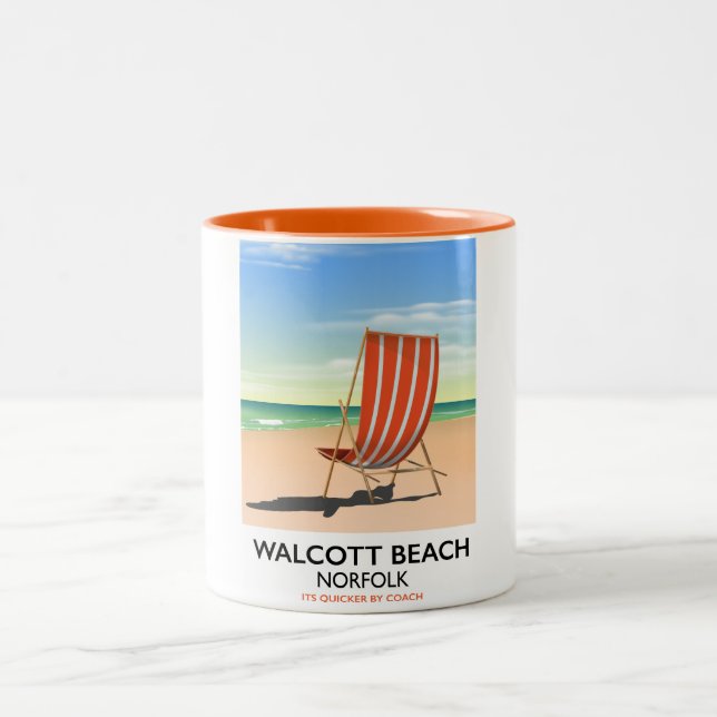 Walcott Beach, Norfolk kustreklam Två-Tonad Mugg (Center)