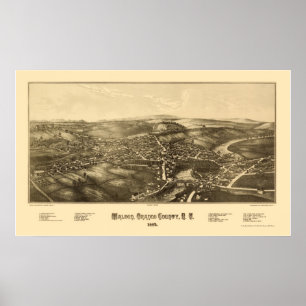 Walden, NY Panoramic Karta - 1887 Poster