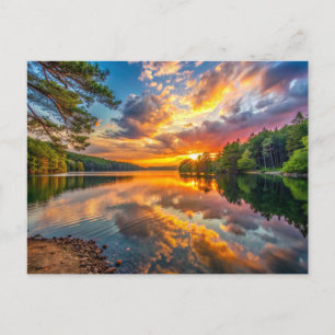 Walden Pond Concord, Massachusetts Sunset Vykort