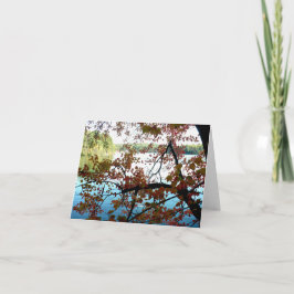 Walden Pond genom Höst löv Anteckningskort