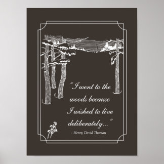 Walden Quote, "Lev avsiktligt" (mörk) Poster
