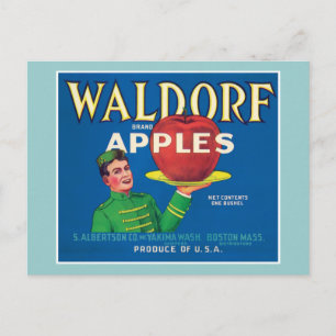 Waldorf Apples Vintage Label Vykort
