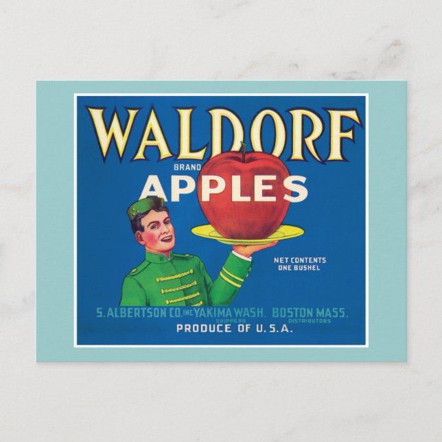 Waldorf Apples Vintage Label Vykort (Framsida)