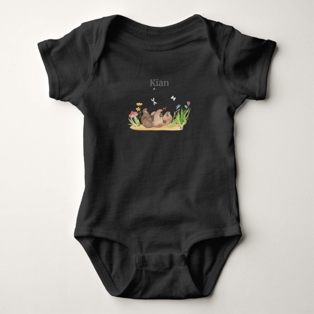 Waldtier Bear Flowers Namn Kian T Shirt (Framsida)