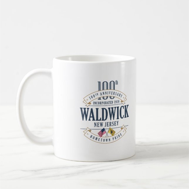 Waldwick som är ny - jersey, 100. Anniv. Kaffemugg (Vänster)