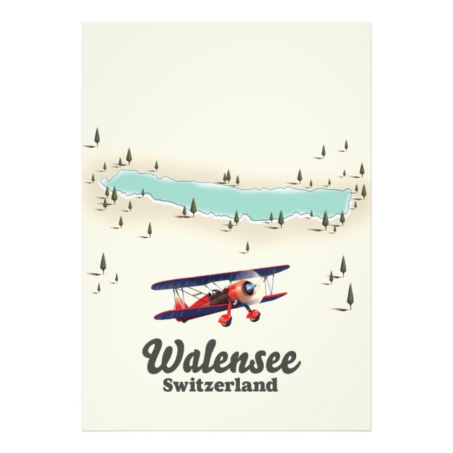 Walensee sjö karta Schweiz Fototryck (Framsidan)