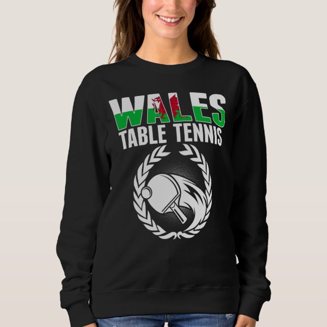 Wales Bord Tennis Welsh Ping Pong Team Support T Shirt (Framsida)