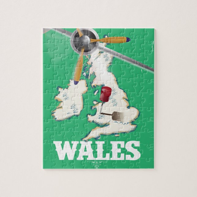 Wales, Brittiska öarna Vintage-resaaffisch Pussel (Vertikal)
