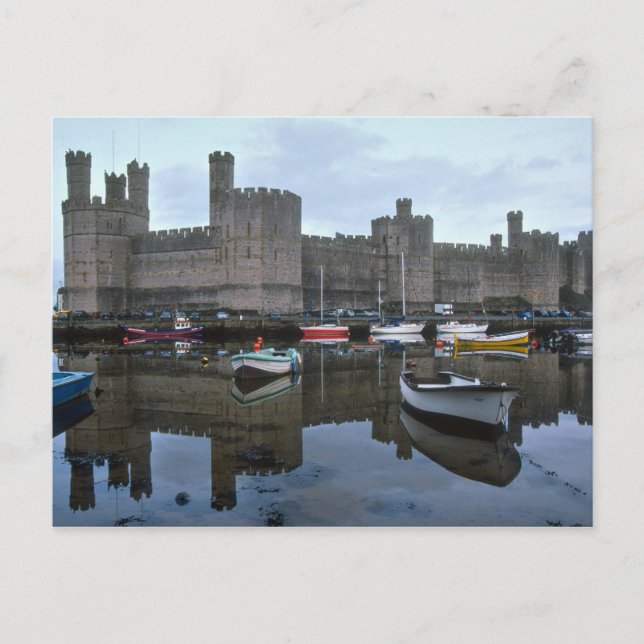 Wales, Caernarfon slott, en av Edwards Vykort (Framsida)