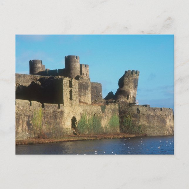 Wales - Caerphilly castle, med tanke på Vykort (Framsida)