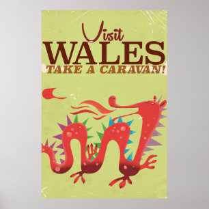 Wales Caravan Vacation vintage affisch