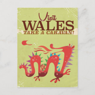 Wales Caravan Vacation vintage affisch Vykort