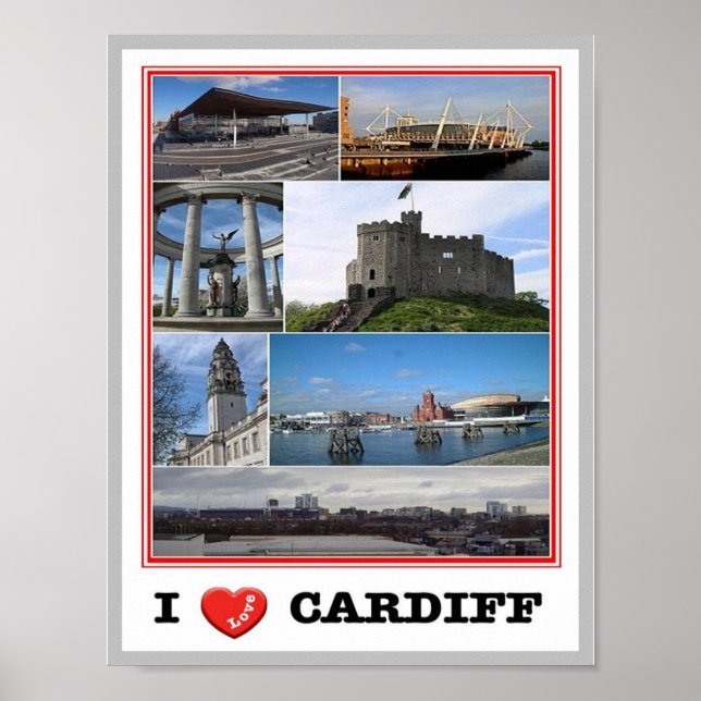 Wales - Cardiff - I Kärlek - Poster (Framsidan)