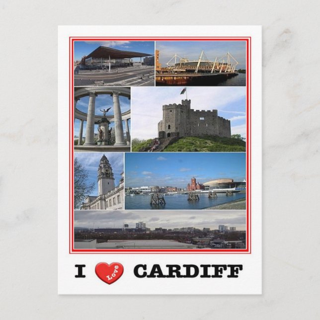Wales - Cardiff - I Kärlek - Vykort (Framsida)