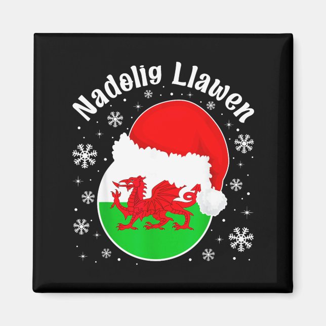 Wales Christmas Welsh Christmas Greeting Nadolig L Magnet (Framsidan)