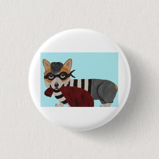 Wales Corgi Godsaks Tjuv Inbrottstjuv Knapp (Framsida)