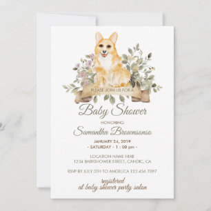 Wales Corgi Valp Baby Shower Inbjudningar