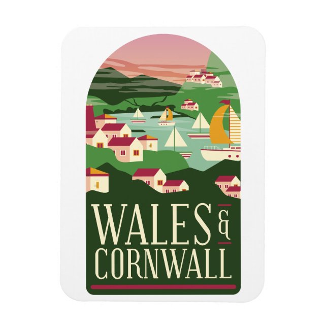 Wales Cornwall Vintage Magnet (Vertikal)