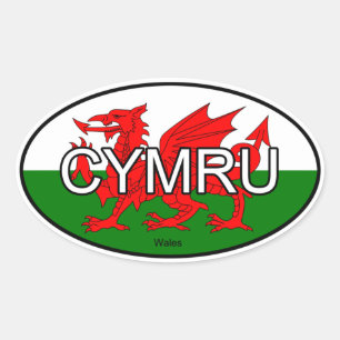 Wales CYMRU Euro Sticker Ovalt Klistermärke