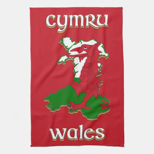 Wales Cymru Flagga Karta Kökshandduk (Vertikal)