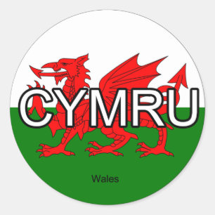 Wales CYMRU Förenade kungariket Euro Sticker Runt Klistermärke