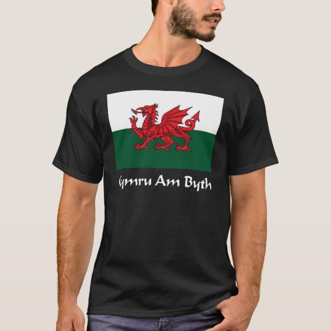 Wales - Cymru förmiddagByth flagga Tee Shirt (Framsida)