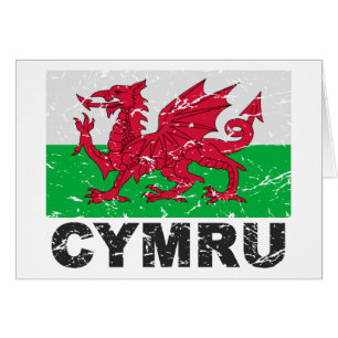 Wales CYMRU vintageflagga Hälsningskort