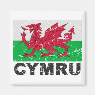 Wales CYMRU vintageflagga Magnet