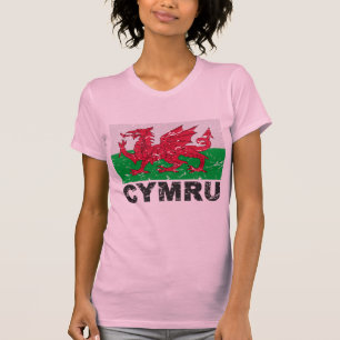 Wales CYMRU vintageflagga T-shirt