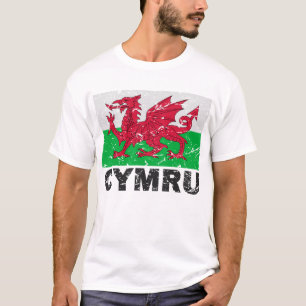 Wales CYMRU vintageflagga T-shirt