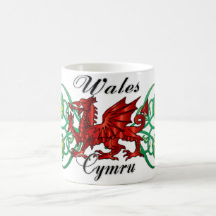 Wales Cymru, walesisk mugg med draken & påsklilja