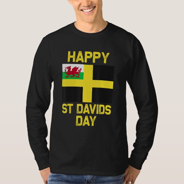 Wales 'Cymru' Welsh flag St. Davids Day Dewi Hapus T Shirt (Framsida)