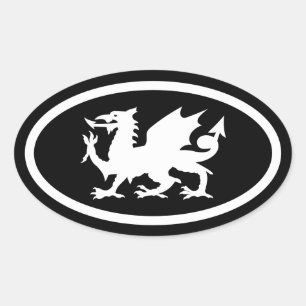 Wales Drakon Ovalt Klistermärke