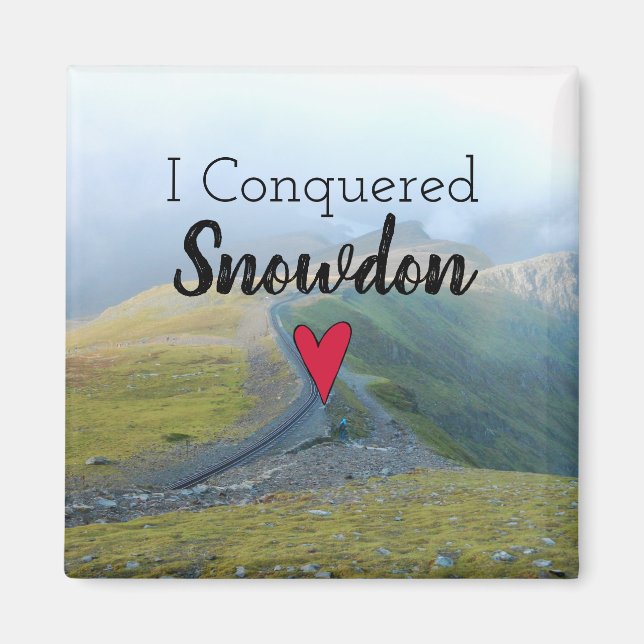 Wales erövrade Snowdon Landscape Welsh Railway Magnet (Framsidan)