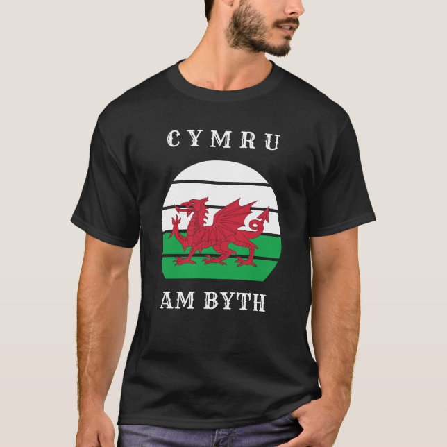 Wales Flagga Cymru Am Byth Stolt Att Vara Walisisk T Shirt (Framsida)