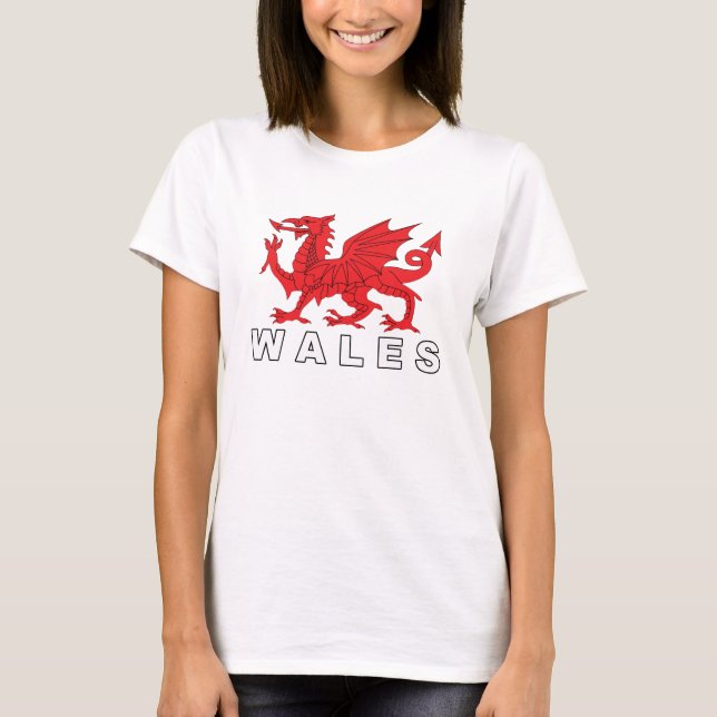WALES - Flagga Dragon T Shirt (Framsida)